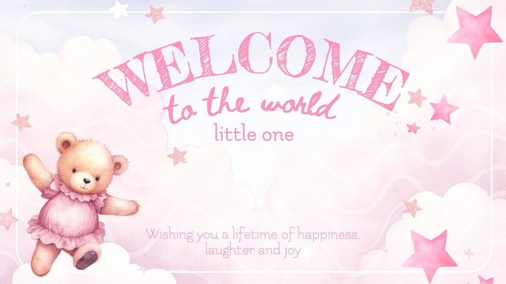 Baby shower greeting blog banner template, editable text