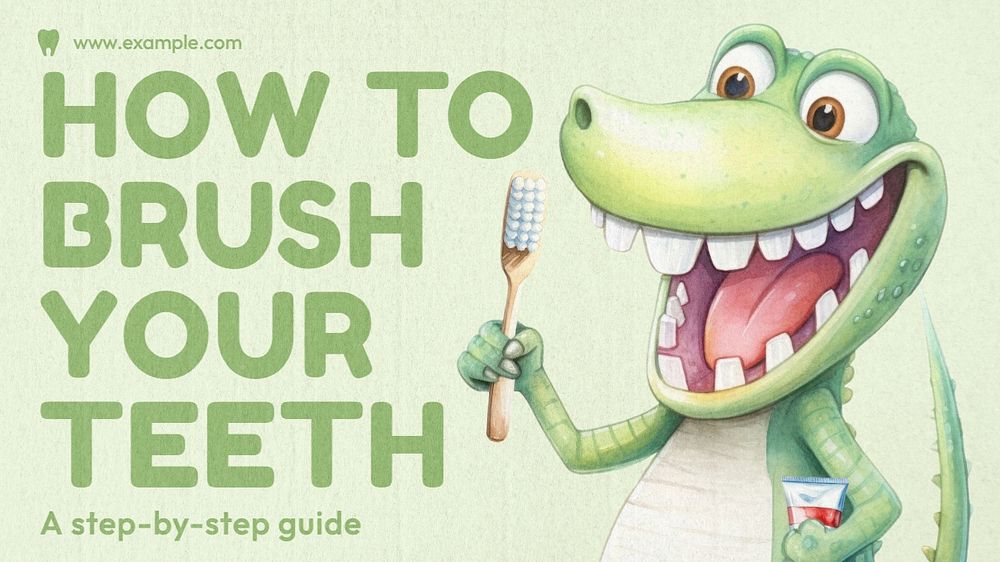 Brushing teeth guide blog banner template, editable text