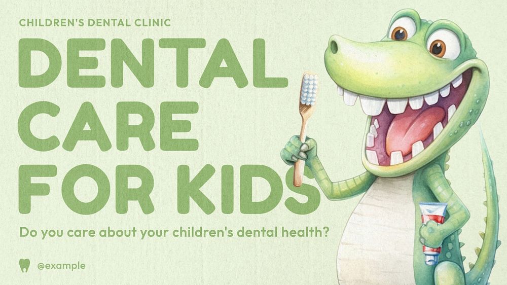 Kids dental care blog banner template, editable text