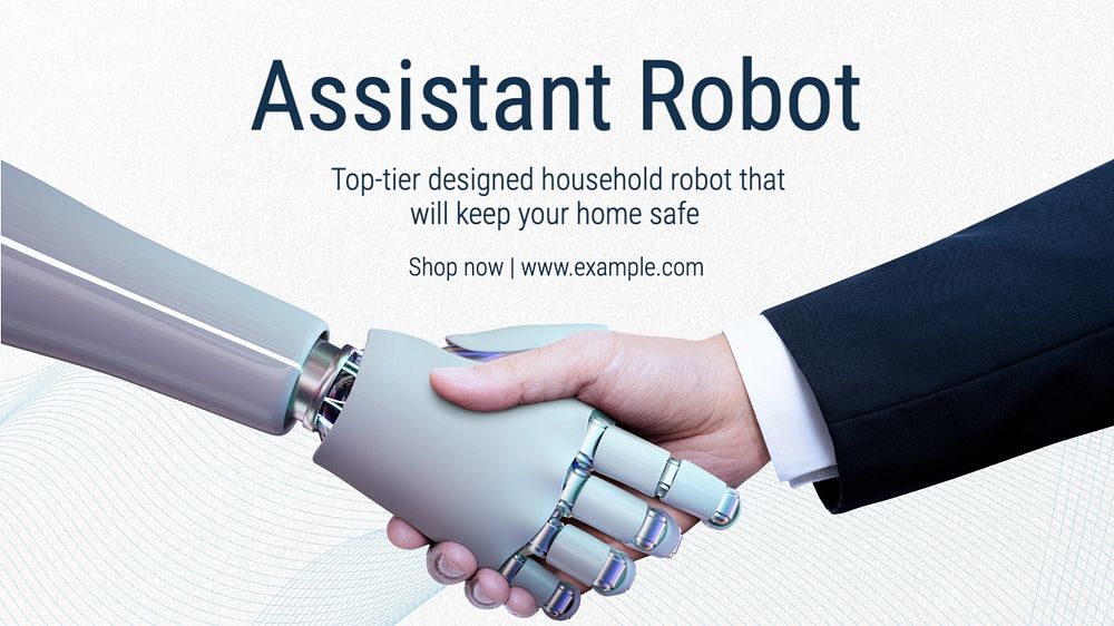 Assistant robot blog banner template, editable text