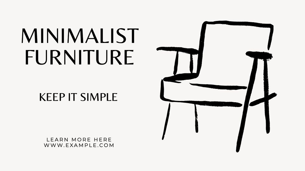 Minimalist furniture blog banner template, editable text