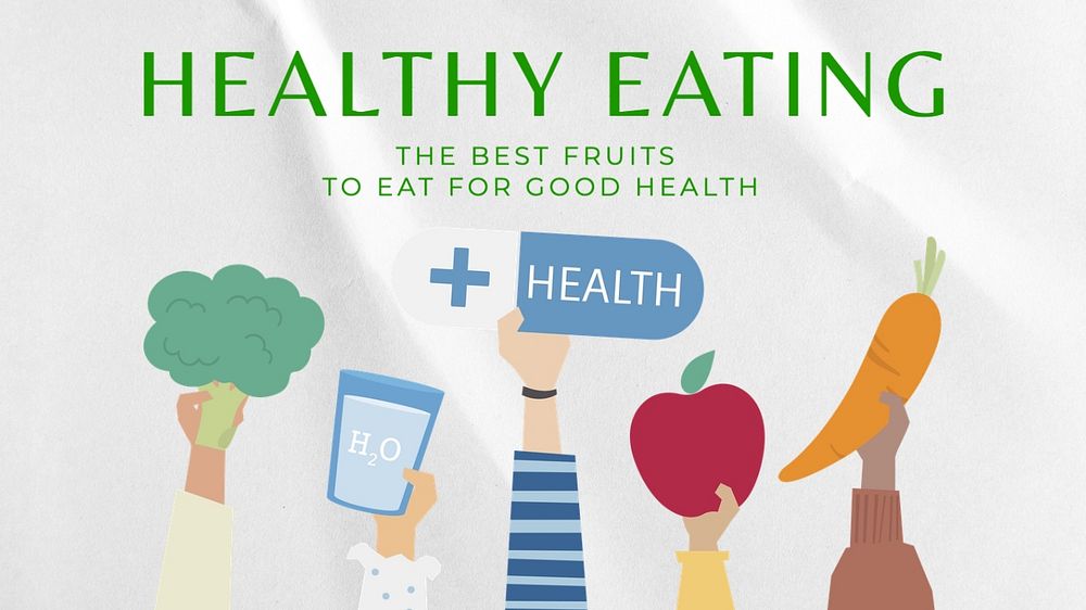 Healthy eating blog banner template, editable text