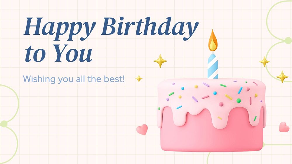 Happy birthday blog banner template, editable text