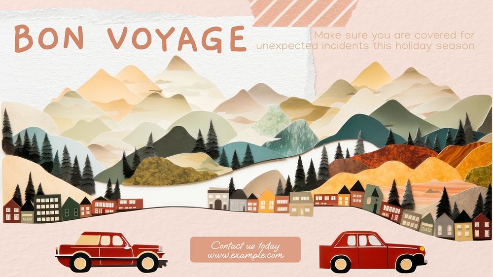 Bon voyage blog banner template, editable text