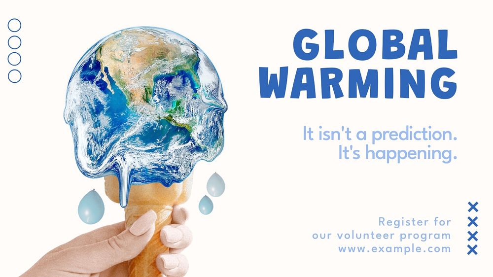 Global warming blog banner template, editable text