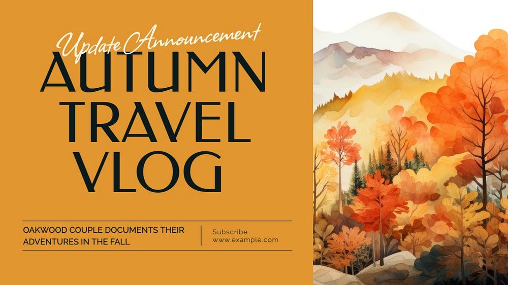 Autumn travel blog banner template, editable text