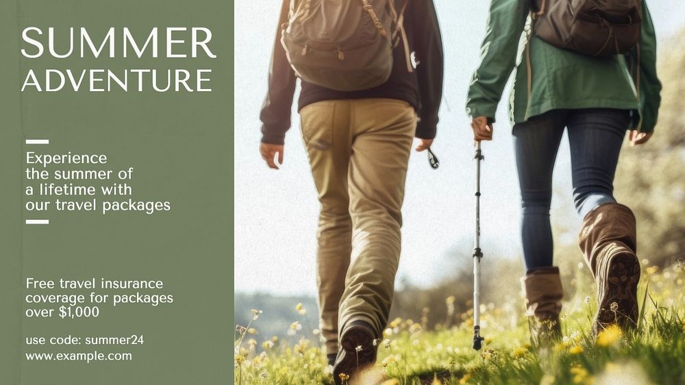 Summer adventure blog banner template, editable text