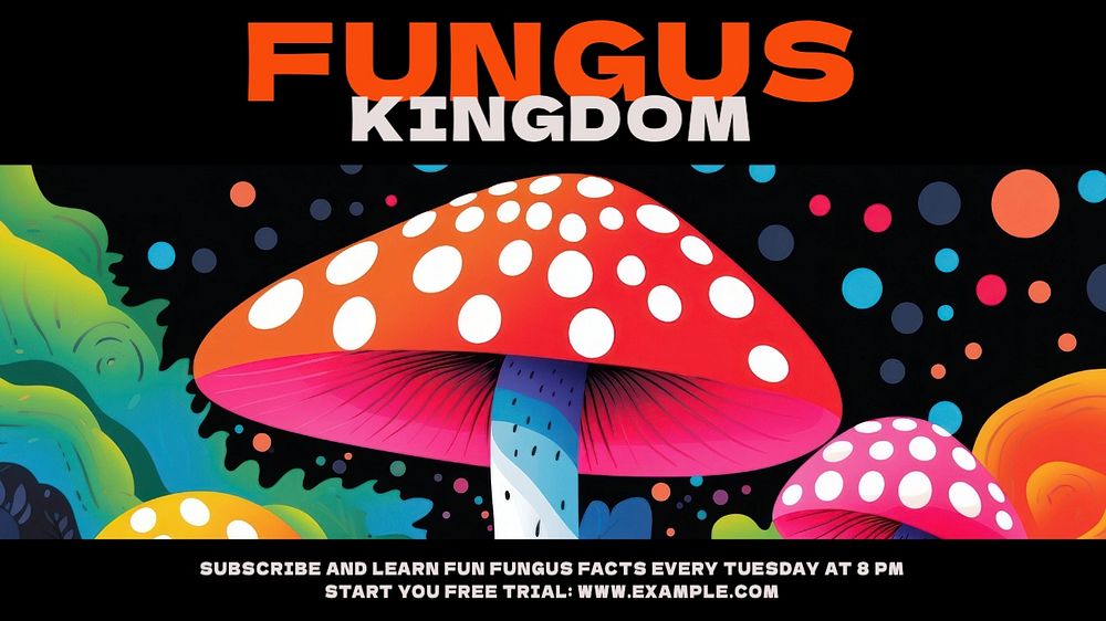 Fungus kingdom blog banner template, editable text