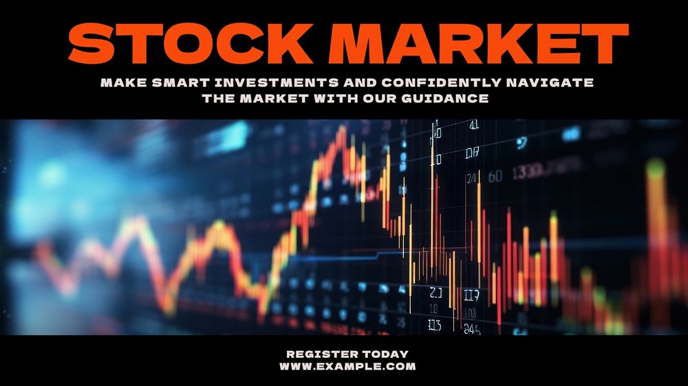 Stock market blog banner template, editable text