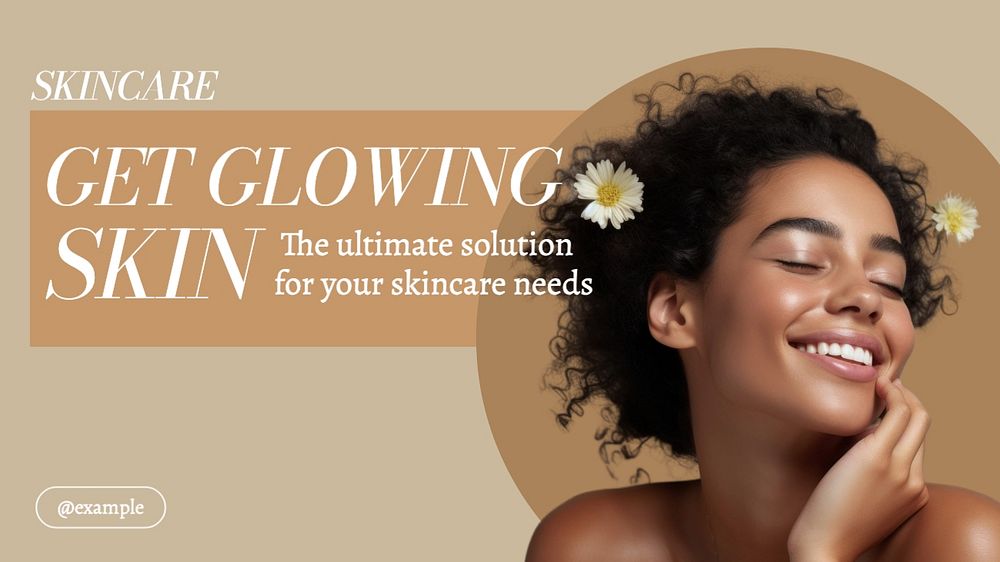 Skincare blog banner template, editable text