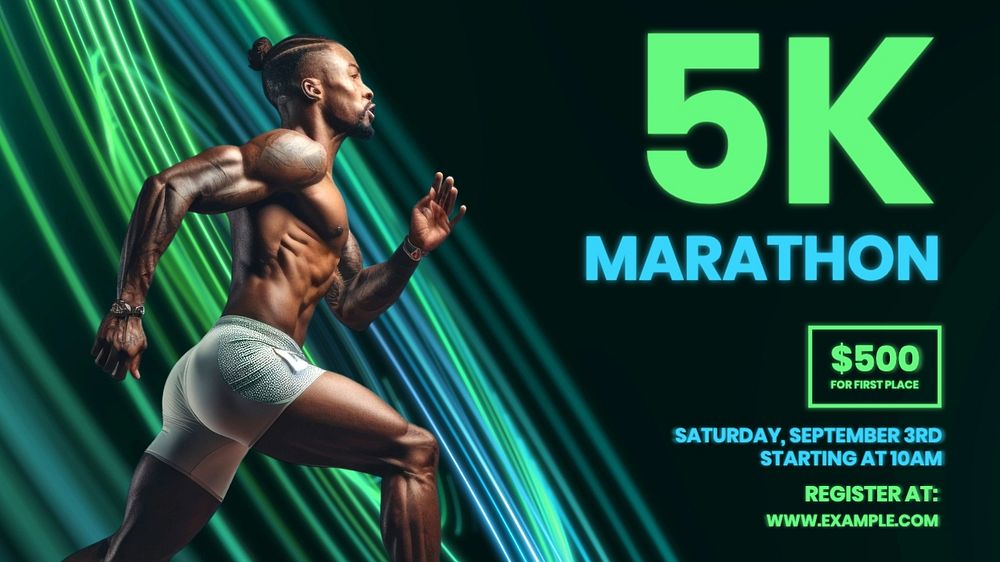 5k marathon blog banner template, editable text