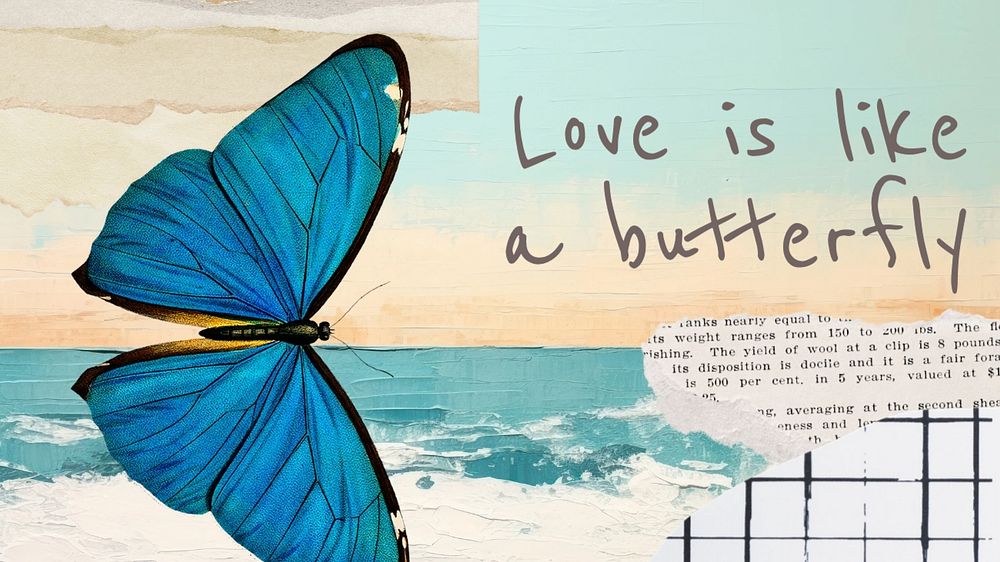 Love is like a butterfly blog banner template, editable text