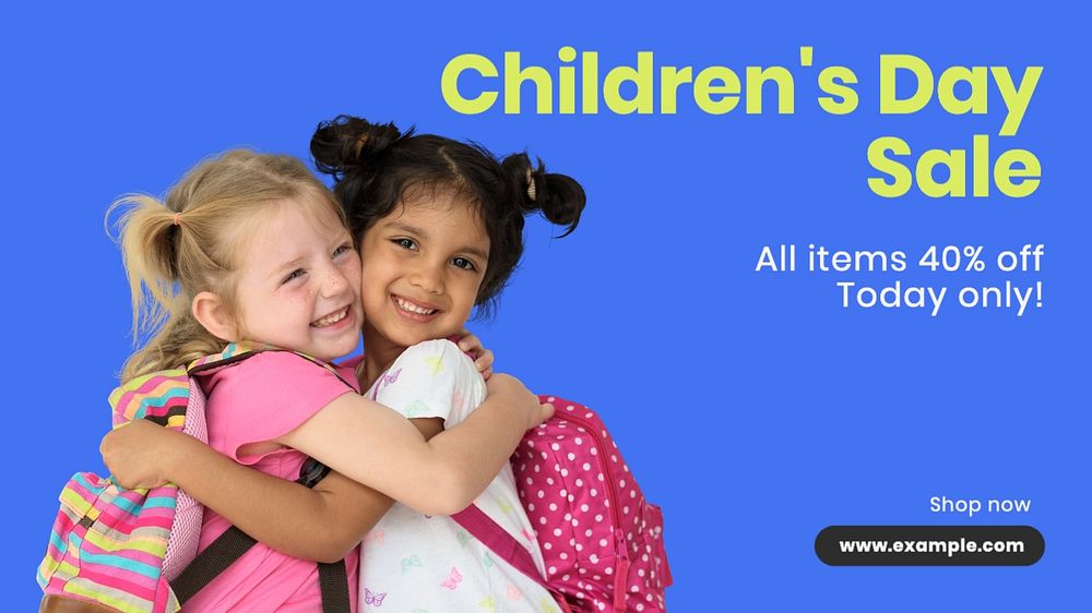 Children's day sale blog banner template, editable text