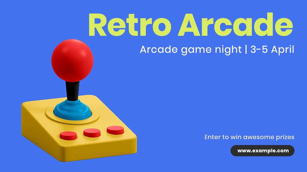 Retro Arcade blog banner template, editable text