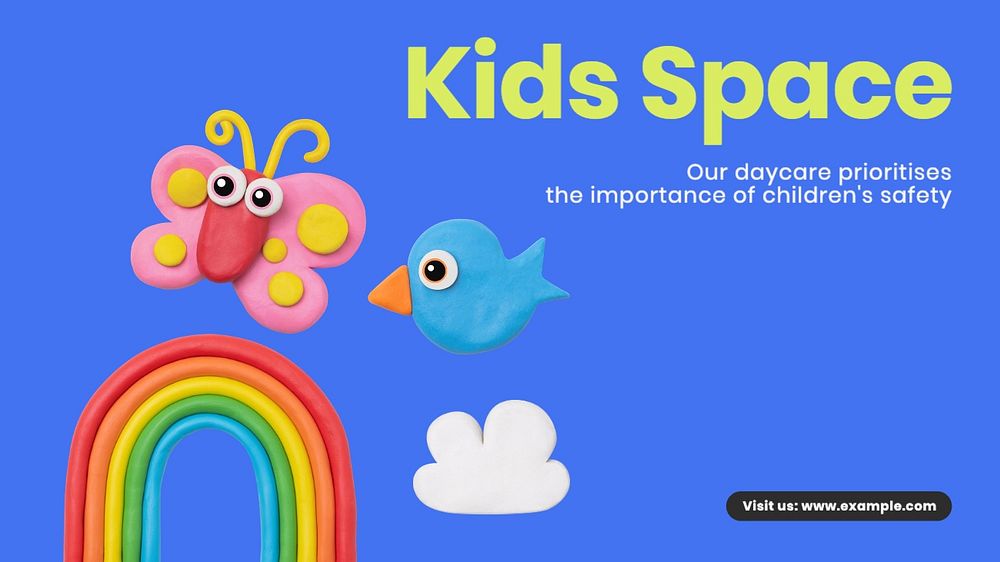 Kids space blog banner template, editable text