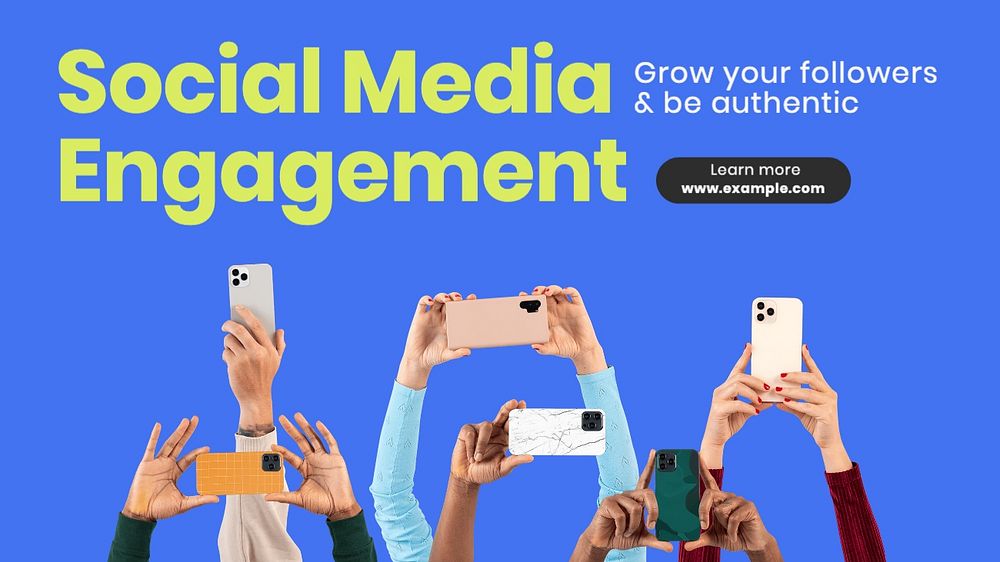 Social media engagement blog banner template, editable text