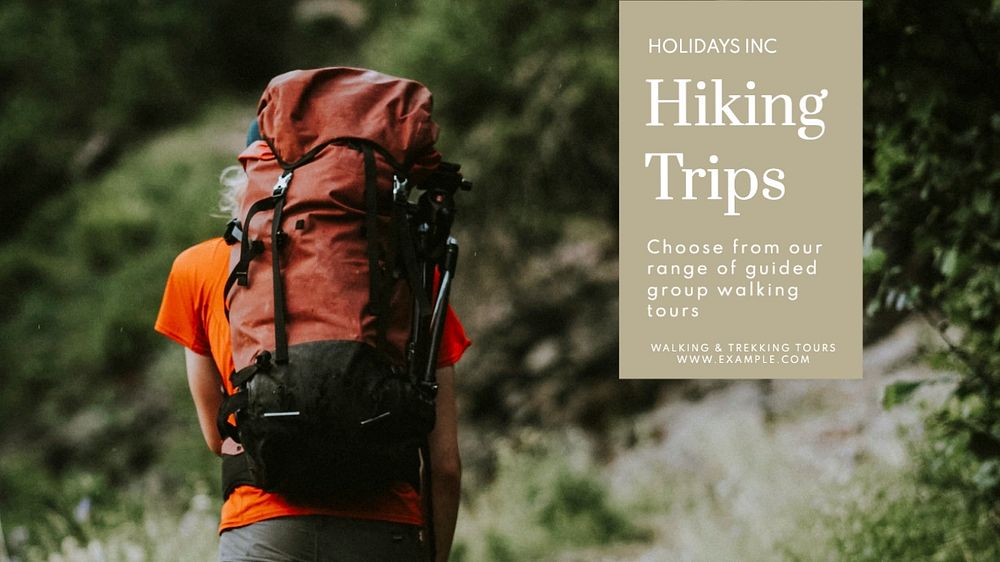 Hiking trips blog banner template, editable text