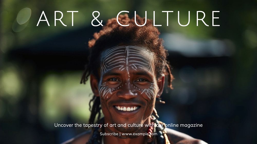 Art & culture magazine blog banner template, editable text