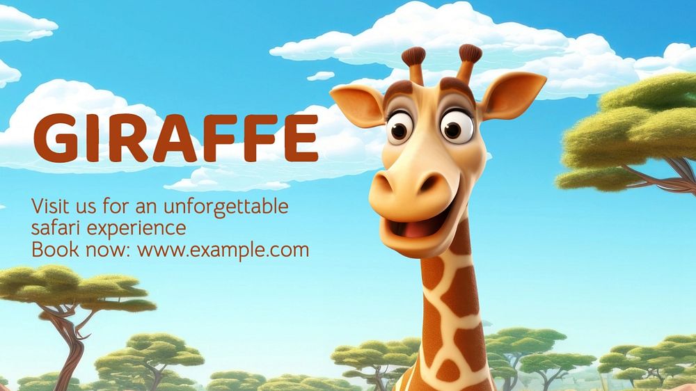 Giraffe safari blog banner template, editable text