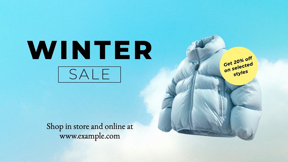 Winter Sale blog banner template, editable text