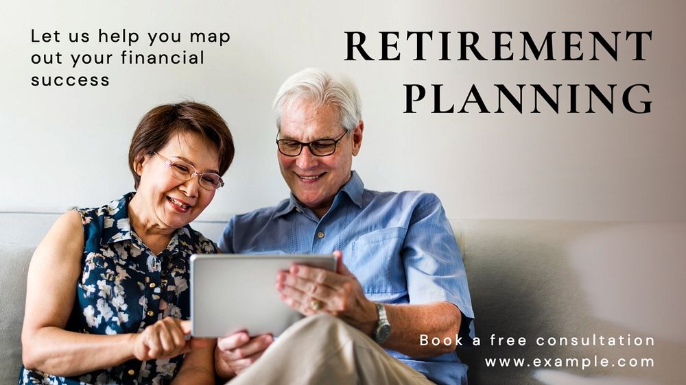 Retirement planning blog banner template, editable text