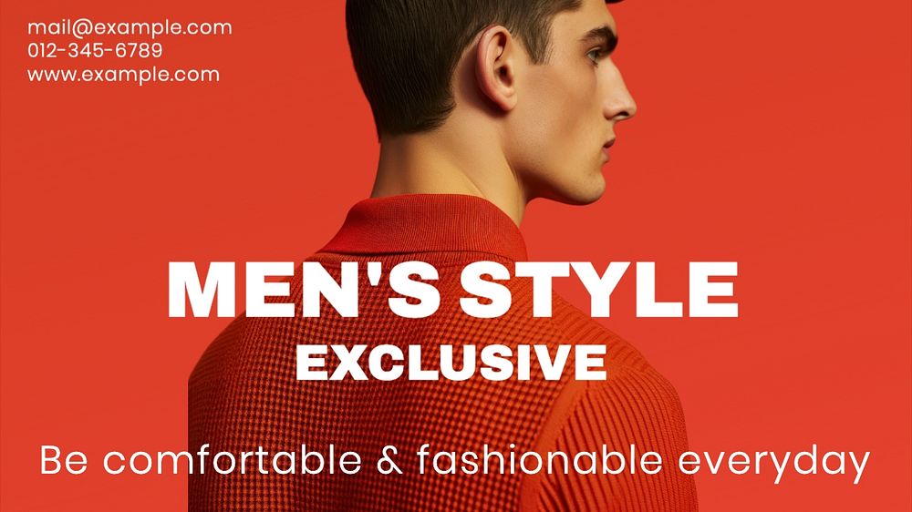 Men's fashion blog banner template, editable text