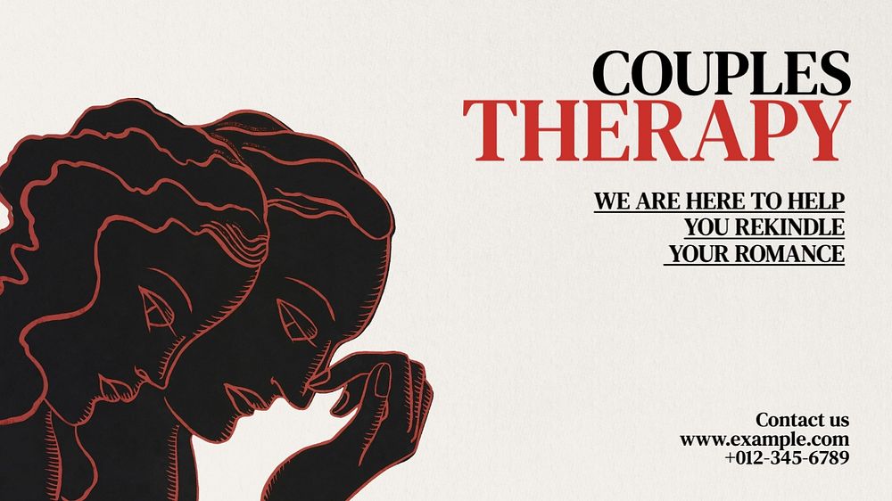 Couple therapy blog banner template, editable text