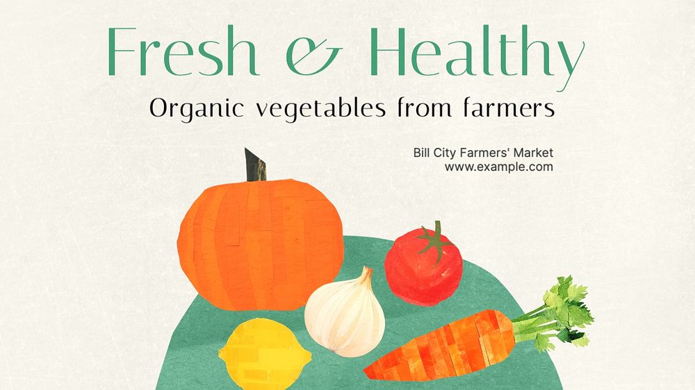 Fresh vegetable market blog banner template, editable text