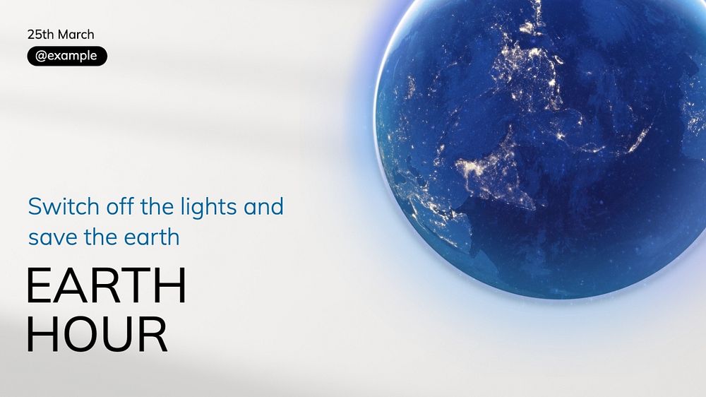 Earth hour blog banner template, editable text