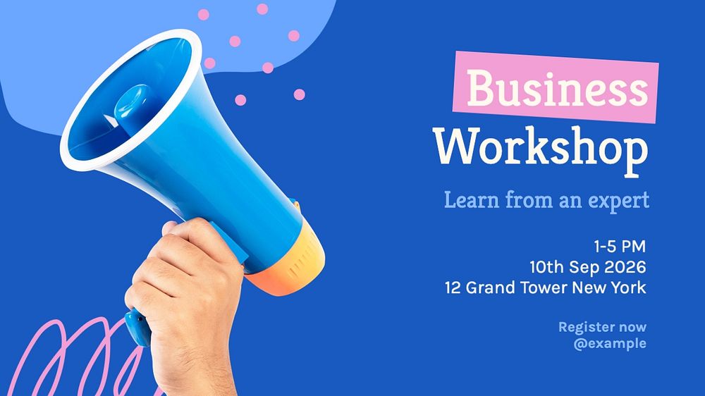 Business workshop blog banner template, editable text