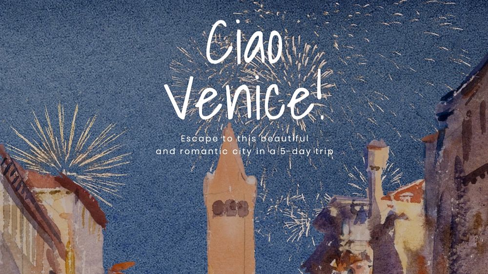 Venice travel blog banner template, editable text