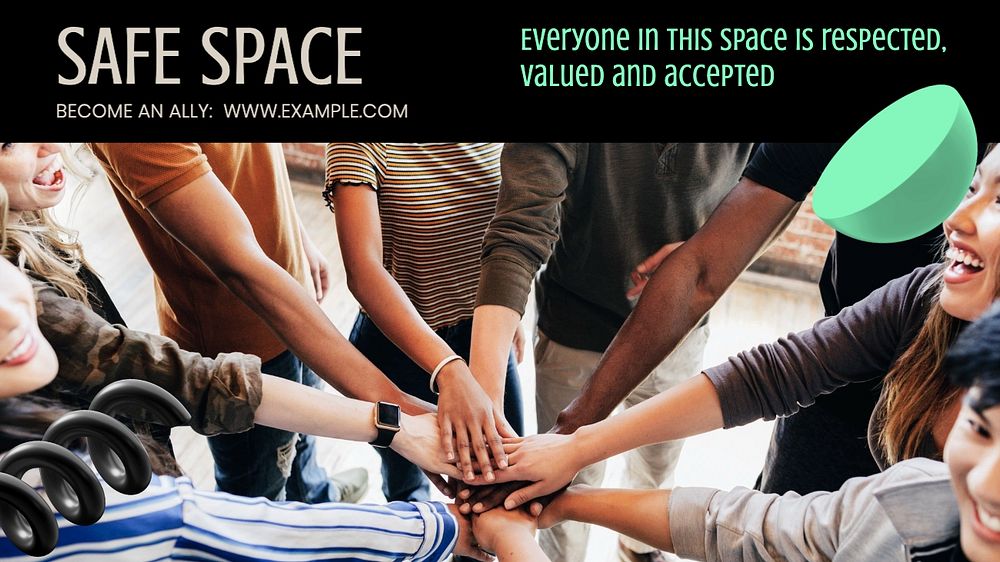 Safe space blog banner template, editable text