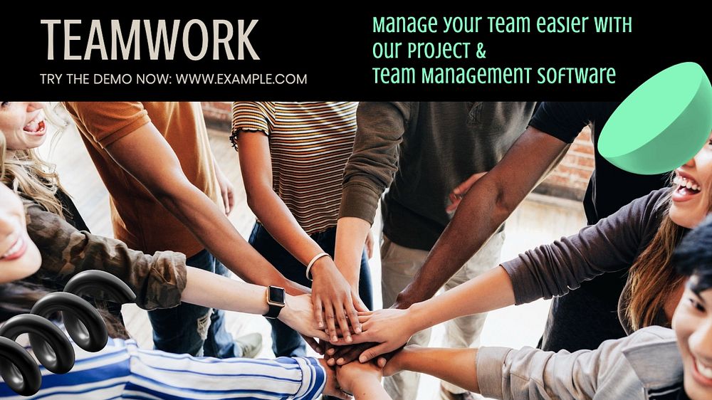 Team management software blog banner template, editable text