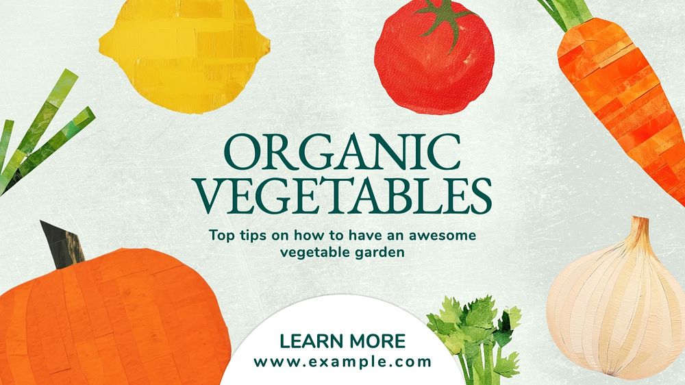 Organic vegetables blog banner template, editable text