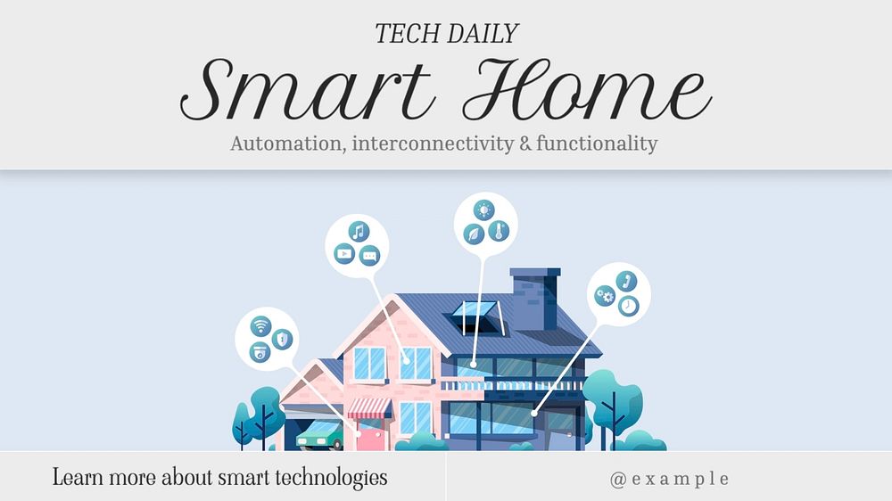 Smart home blog banner template, editable text
