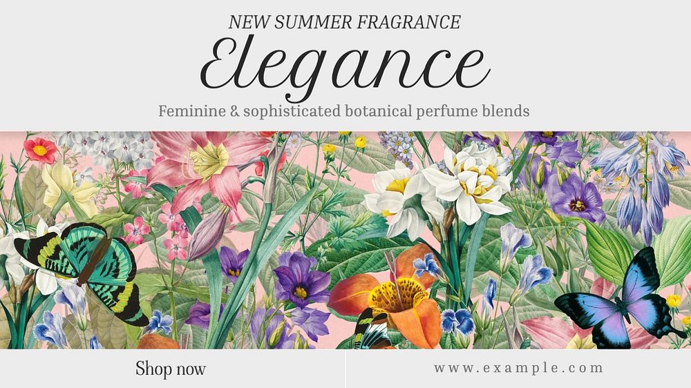 Summer fragrance blog banner template, editable text