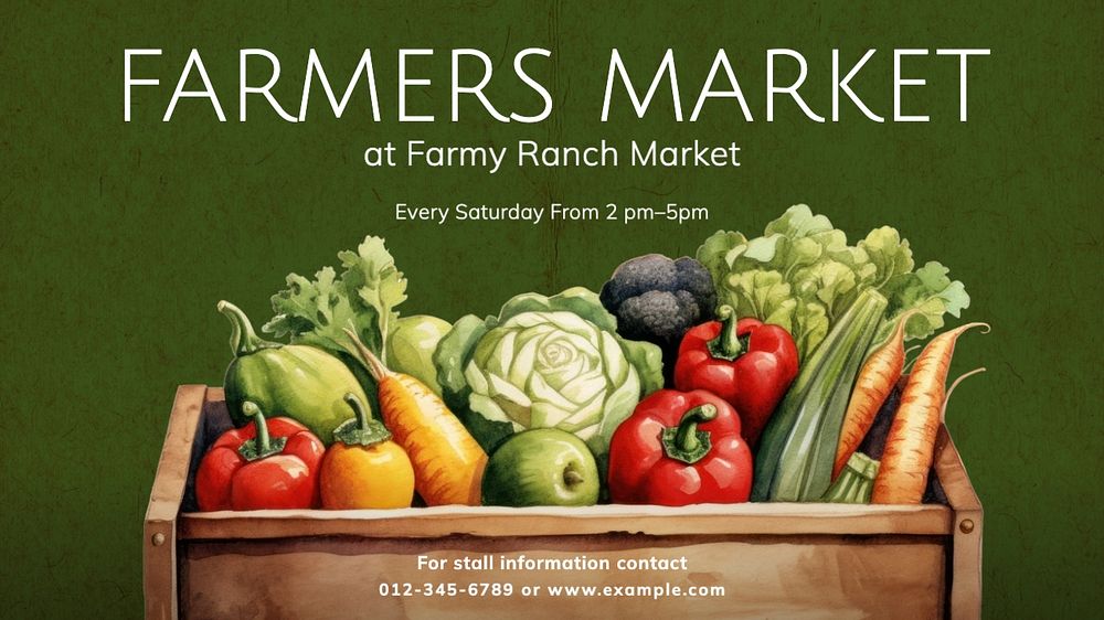 Farmer's market blog banner template, editable text