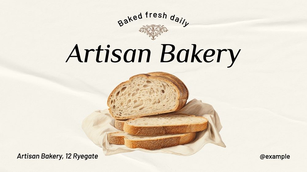 Artisan bakery blog banner template, editable text