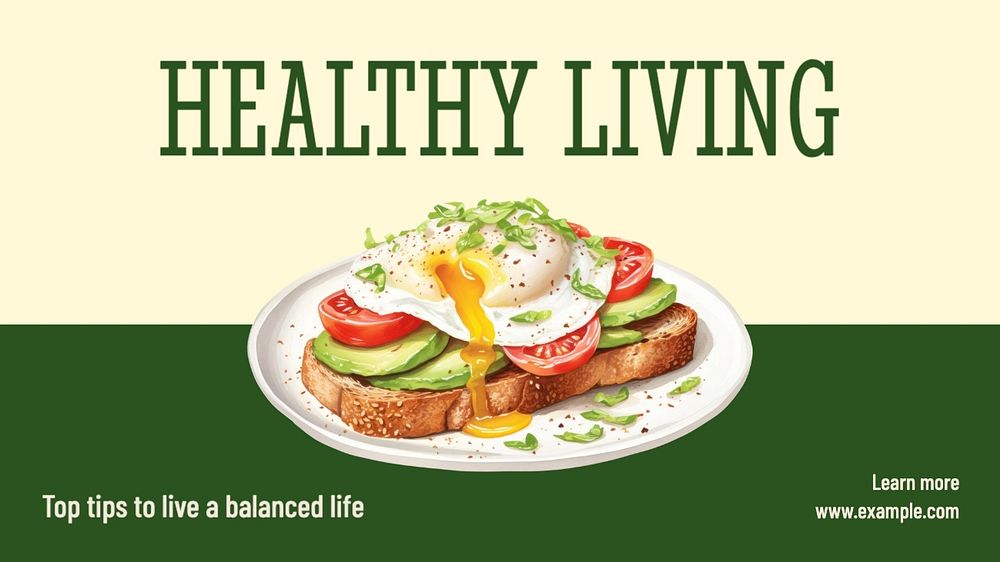 Healthy living blog banner template, editable text