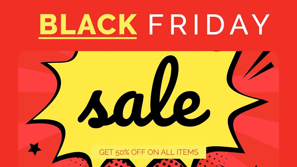 Black Friday sale blog banner template, editable text