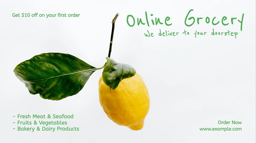 Online grocery blog banner template, editable text