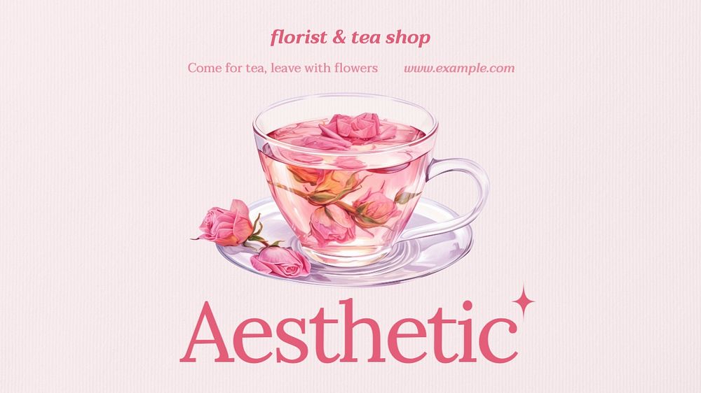 Florist and tea shop blog banner template, editable text