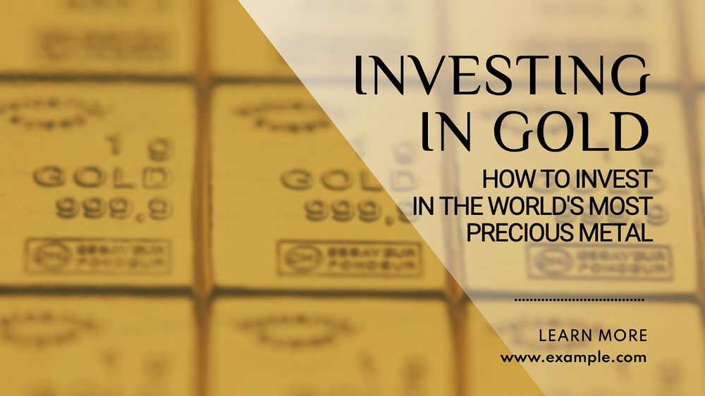 Investing in gold blog banner template, editable text