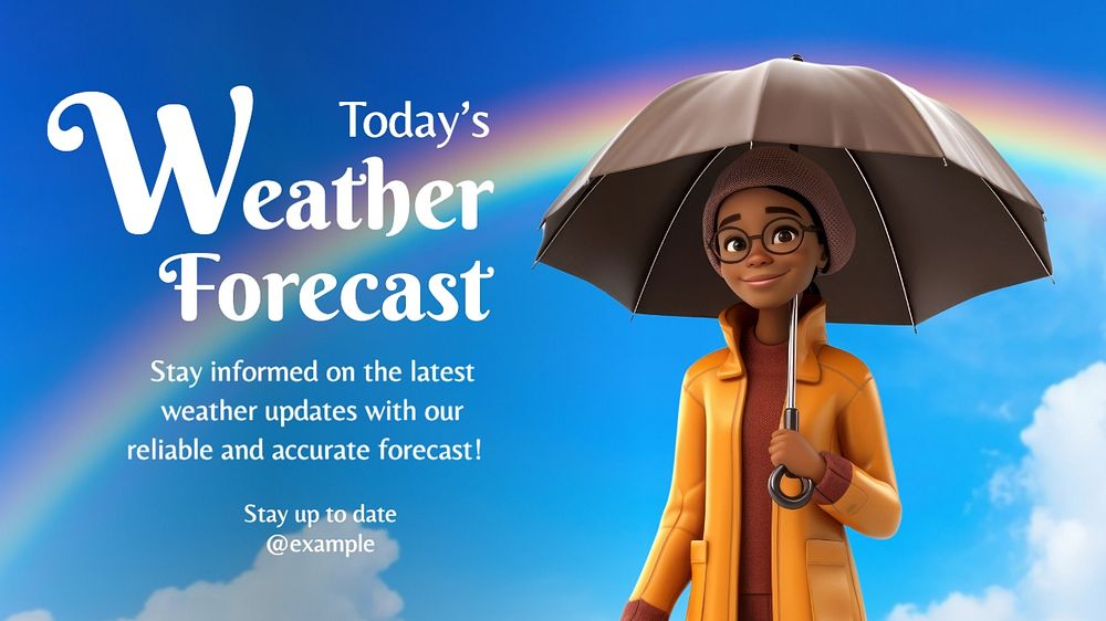 Weather forecast blog banner template, editable text