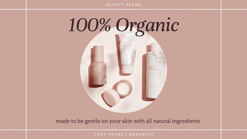 Organic beauty product blog banner template, editable text