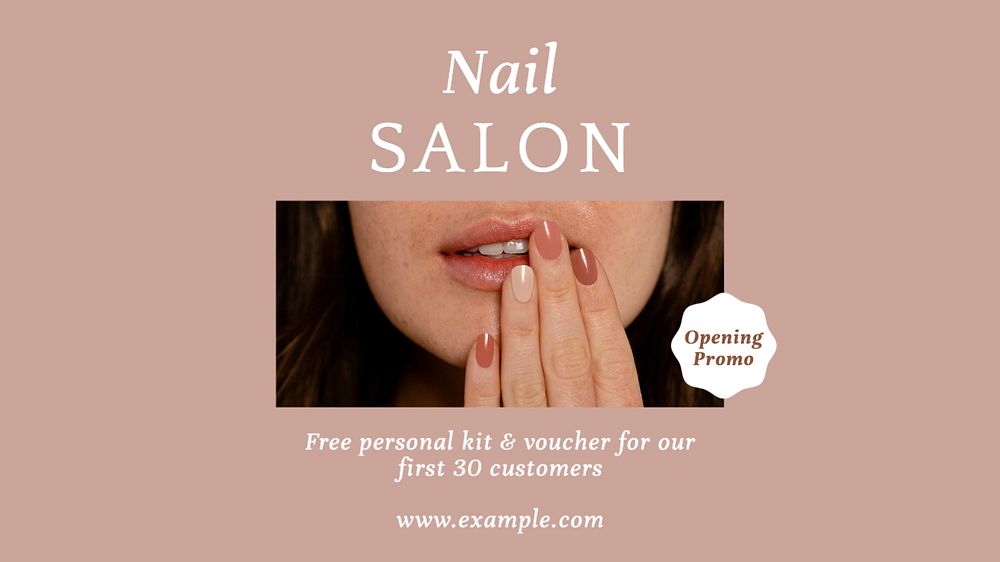 Nail salon blog banner template, editable text