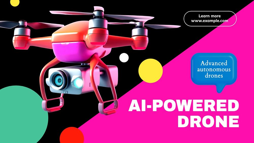 AI drone blog banner template, editable text