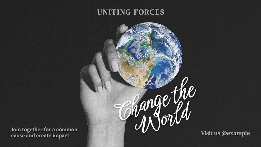 Change the world blog banner template, editable text