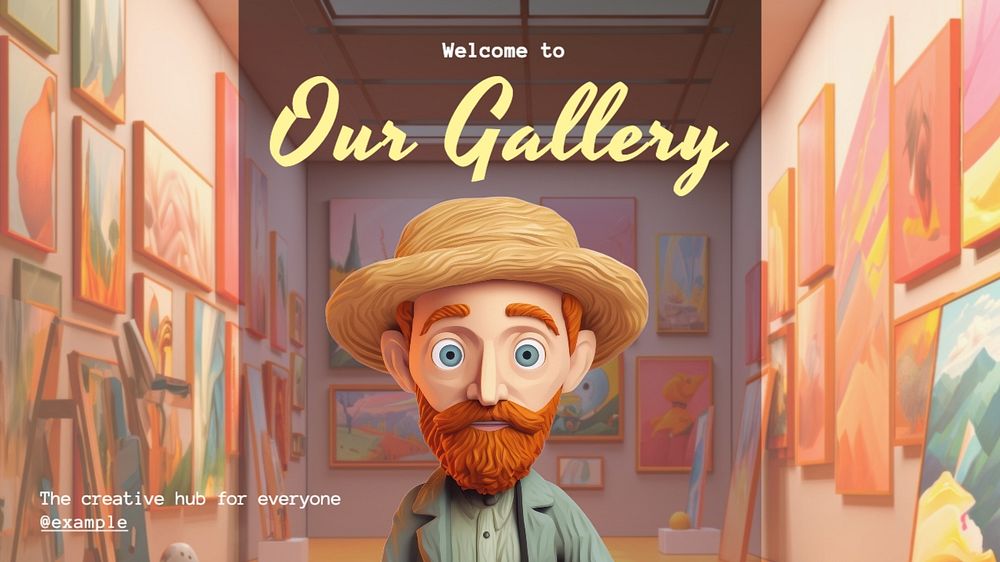 Gallery welcome blog banner template, editable text