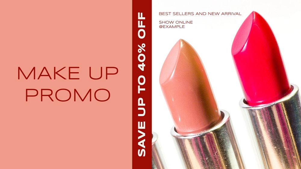 Makeup promotion blog banner template, editable text